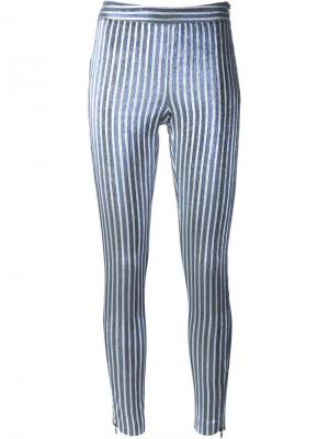 Полосатые брюки с пайетками Giamba. Цвет: синий