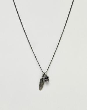 Серебристое ожерелье с подвесками и кристаллами Swarovski от Simon Carter. Цвет: серебряный
