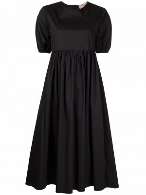 Присборенное платье с короткими рукавами Blanca Vita. Цвет: черный