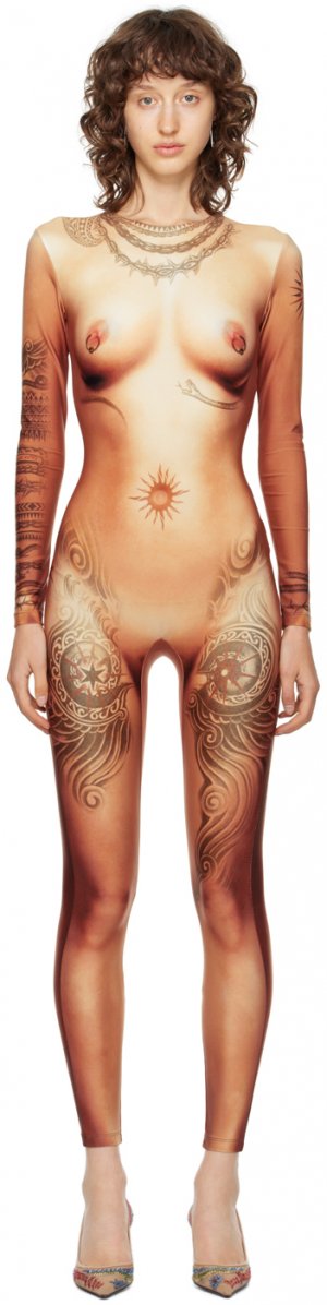 Оранжевый комбинезон Body Tattoo Jean Paul Gaultier