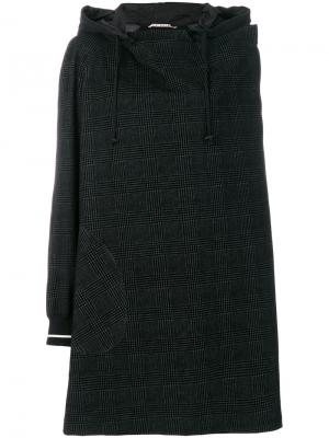 Свободное пальто в клетку с капюшоном IM Isola Marras I'M. Цвет: чёрный