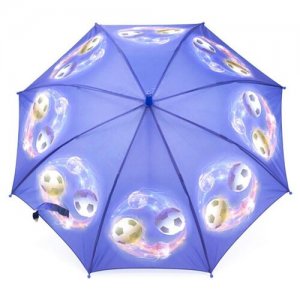 Зонт детский для мальчиков Футбольный мяч со свистком, инь-янь синий Baziator