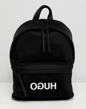 Нейлоновый рюкзак с логотипом HUGO. Цвет: черный