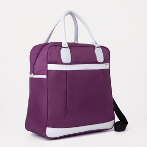 Сумка дорожная на молнии, наружный карман, держатель для чемодана, цвет фиолетовый/белый No brand