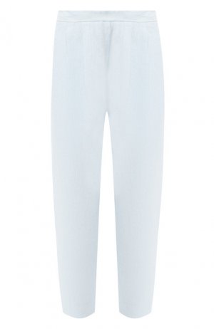 Укороченные льняные брюки 120% Lino. Цвет: голубой