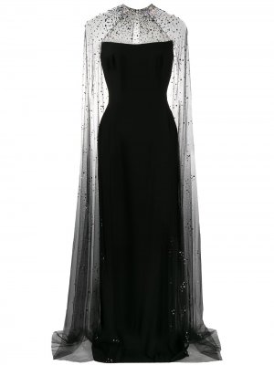 Декорированное платье с кейпом Jenny Packham. Цвет: черный