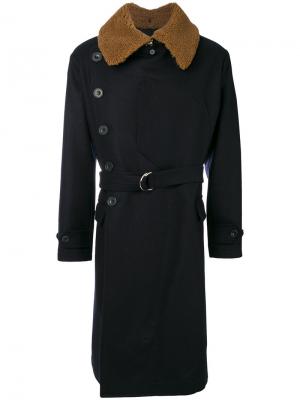 Пальто с контрастными лацканами Cini. Цвет: синий