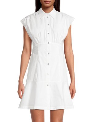 Плиссированное мини-платье с короткими рукавами , белый Michael Kors