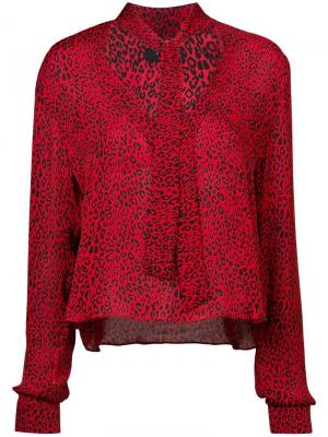 Блузка с завязками на шее и леопардовым рисунком Amiri. Цвет: красный