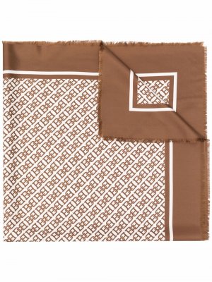 Шелковый платок с монограммой Bally. Цвет: коричневый