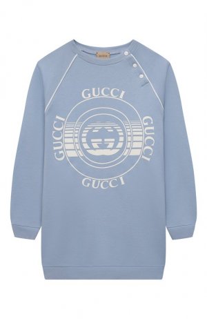 Удлиненный свитшот из хлопка Gucci. Цвет: голубой