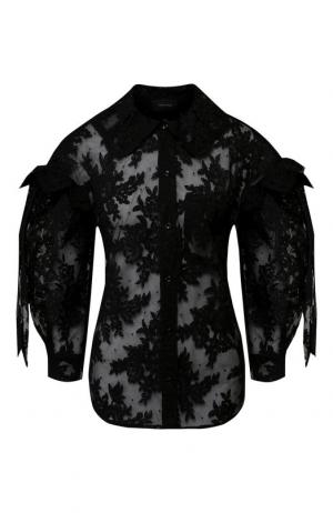Полупрозрачная кружевная блуза с объемными рукавами Simone Rocha. Цвет: черный