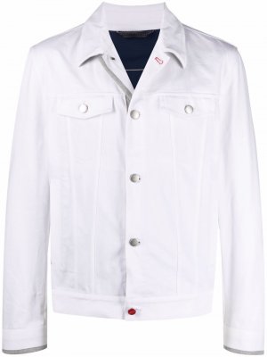 Джинсовая куртка с логотипом Kiton. Цвет: белый