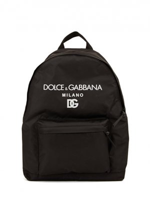 Черный рюкзак для мальчика с логотипом Dolce&Gabbana