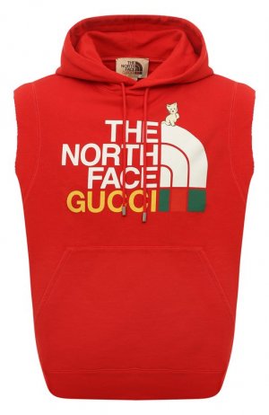 Хлопковый жилет North Face x Gucci. Цвет: красный
