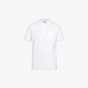 Рубашка-поло узкого кроя Riviera из хлопкового пике , белый Sunspel