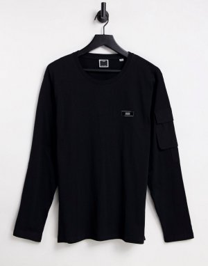 Черный лонгслив в стиле oversized с карманом на рукаве Core-Черный цвет Jack & Jones
