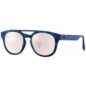 Солнцезащитные очки , квадратные, оправа: пластик, зеркальные, голубой Italia Independent. Цвет: золотистый