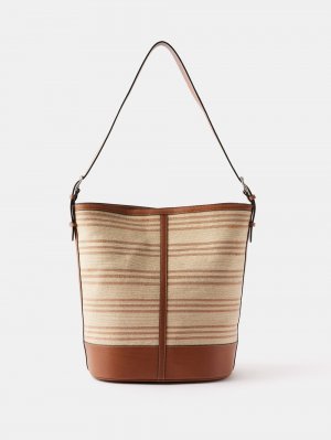 Большая сумка-хобо с отделкой из пальмовой кожи в полоску , бежевый Hunting Season