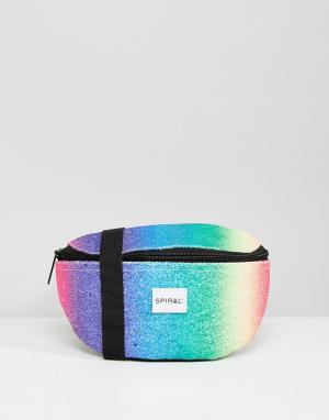 Разноцветная сумка-кошелек на пояс со стразами Spiral. Цвет: мульти