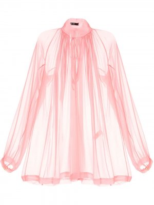 Полупрозрачная блузка со сборкой на воротнике Kitx. Цвет: розовый