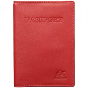 Обложка на паспорт в фирменной подарочной коробке 100% натуральная кожа красный 6113Normal-red A&M. Цвет: красный