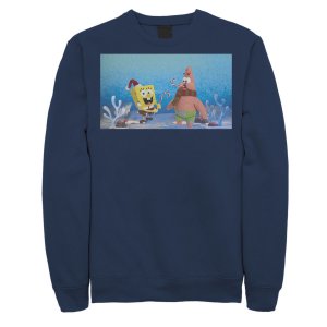 Мужской флисовый пуловер с рисунком Губка Боб Патрик Стар Christmas Buddies , синий Nickelodeon