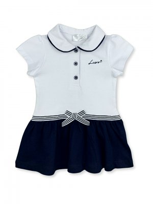 Платье для маленьких девочек с воротником на пуговицах и короткими рукавами спереди LUGGİ BABY, белый Baby