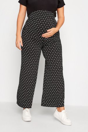 Широкие брюки для беременных с геометрическим цветочным узором , черный Yours