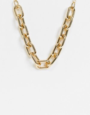 Золотистое ожерелье-цепочка с крупными звеньями -Золотистый Pieces