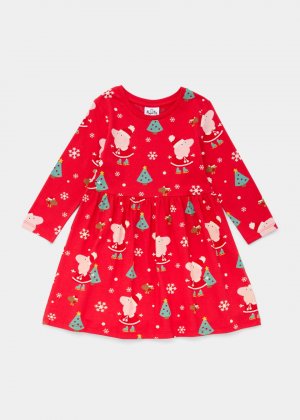 Детское красное рождественское платье со (9 мес.–5 лет) Peppa Pig