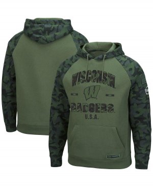 Мужская оливковая, камуфляжная куртка wisconsin badgers oht в стиле милитари с капюшоном и регланом , мульти Colosseum