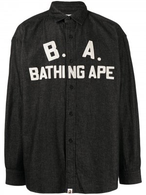 Рубашка с вышитым логотипом A BATHING APE®. Цвет: черный