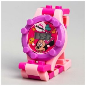 Часы наручные лего, Минни Маус, с ремешком-конструктором Disney