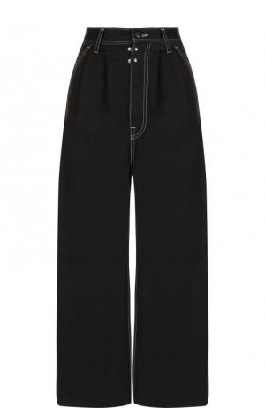 Укороченные широкие джинсы Mm6. Цвет: черный