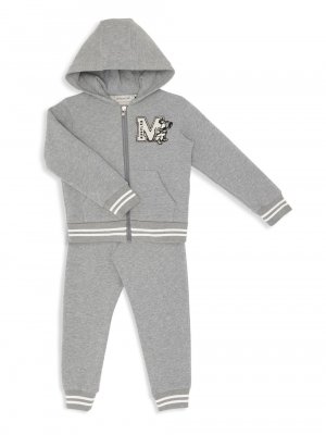 Комплект из толстовки и спортивных штанов Little Boy's & с нашивкой-логотипом , серый Moncler