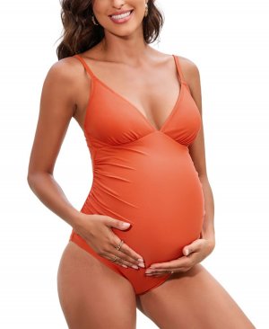 Женский цельный купальник для беременных с v-образным вырезом и рюшами CUPSHE