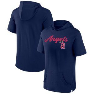 Мужской фирменный темно-синий пуловер с капюшоном Los Angeles Angels Offensive Strategy короткими рукавами Fanatics