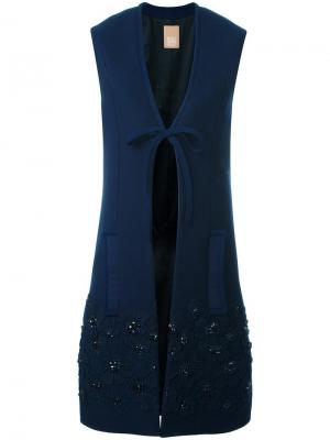 Декорированное пальто без рукавов Pascal Millet. Цвет: синий