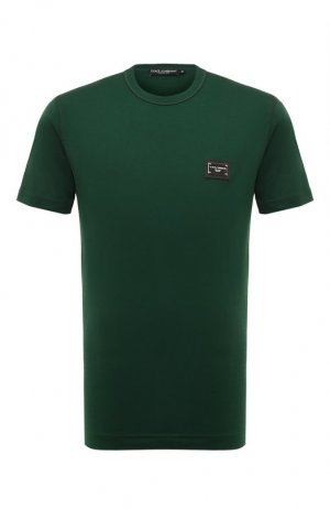 Хлопковая футболка Dolce & Gabbana. Цвет: зелёный