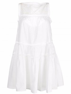Embroidered panel tiered mini dress Ermanno Scervino. Цвет: белый
