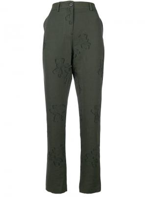 Узорчатые брюки узкого кроя Damir Doma. Цвет: зеленый