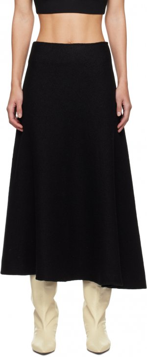 Черная юбка-миди с асимметричным подолом Jil Sander