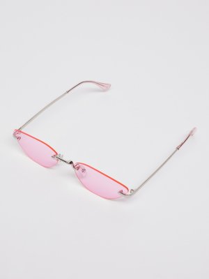 Солнцезащитные очки без оправы zolla. Цвет: розовый