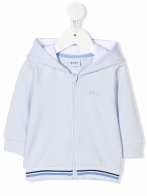 Embroidered-logo zip-up hoodie BOSS Kidswear. Цвет: синий