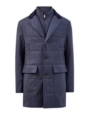 Пальто из шерсти и кашемира с утепленной съемной вставкой CANALI. Цвет: синий