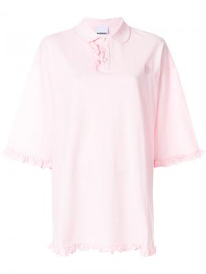 Свободная рубашка поло с оборкой Nicopanda. Цвет: розовый и фиолетовый