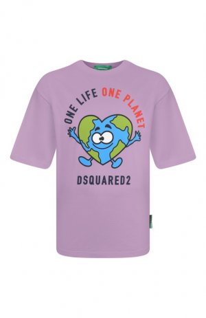 Хлопковая футболка Dsquared2. Цвет: сиреневый