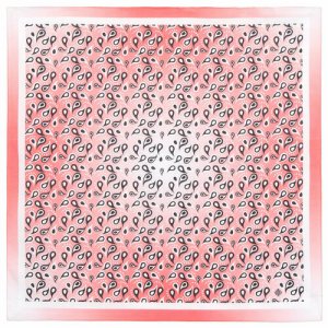 Платок ,70х70 см, розовый, белый Павловопосадская платочная мануфактура. Цвет: белый/коралловый/розовый