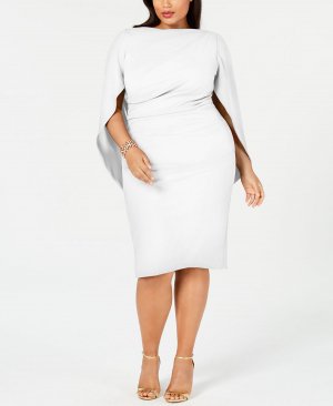Платье-накидка больших размеров со складками , белый Betsy & Adam